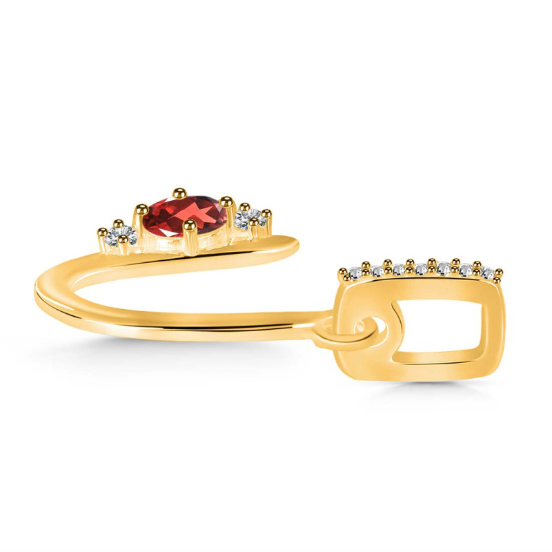 Garnet & White Topaz Alphabet U Pendant GAR-RDA-47.