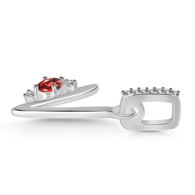 Garnet & White Topaz Alphabet V Pendant