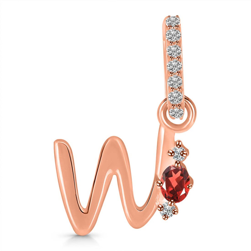 Garnet & White Topaz Alphabet W Pendant GAR-RDA-49.