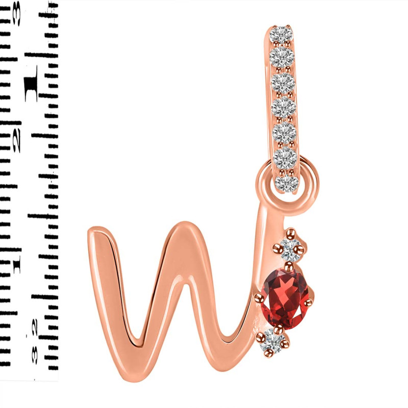 Garnet & White Topaz Alphabet W Pendant GAR-RDA-49.
