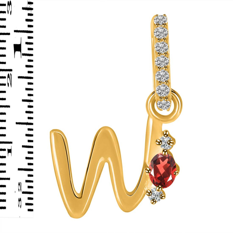 Garnet & White Topaz Alphabet W Pendant GAR-RDA-49.