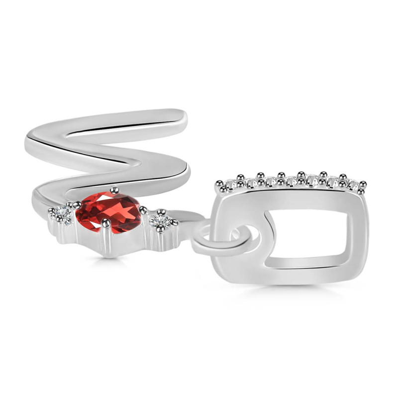 Garnet & White Topaz Alphabet W Pendant