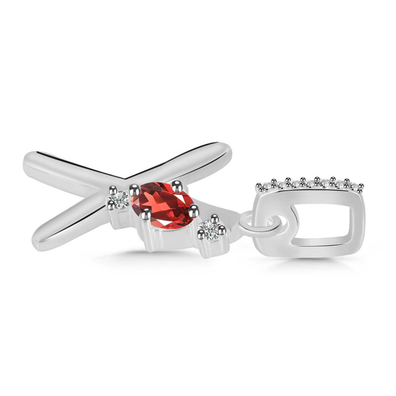 Garnet & White Topaz Alphabet X Pendant