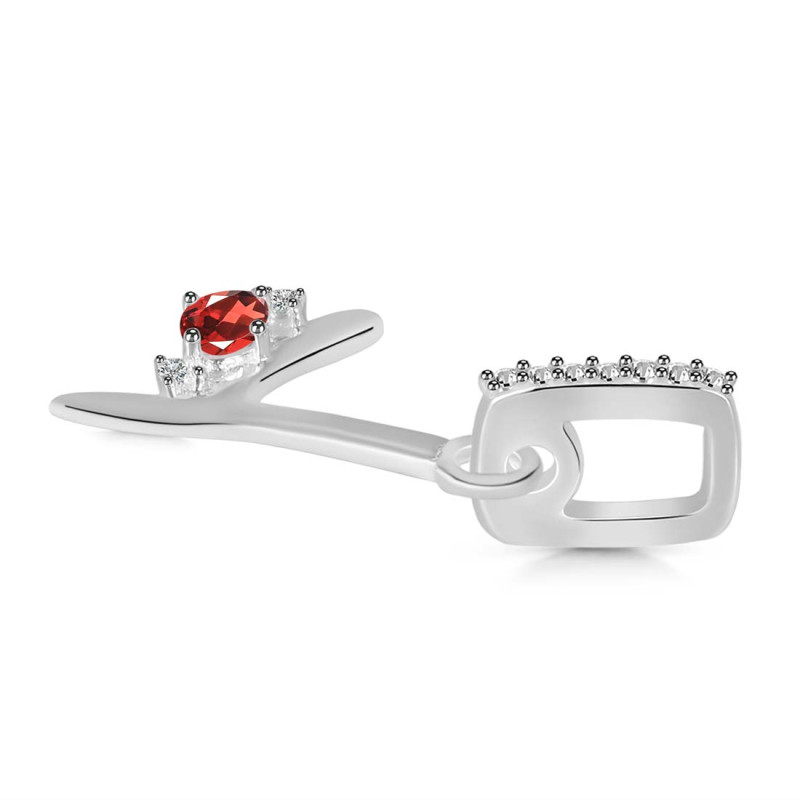Garnet & White Topaz Alphabet Y Pendant