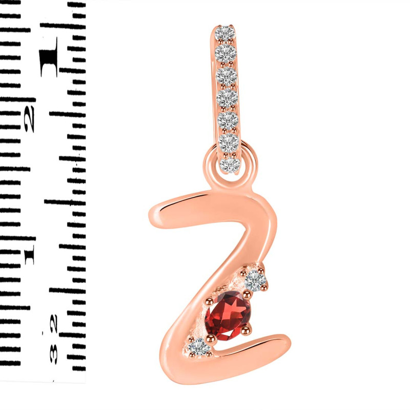 Garnet & White Topaz Alphabet Z Pendant GAR-RDA-52.