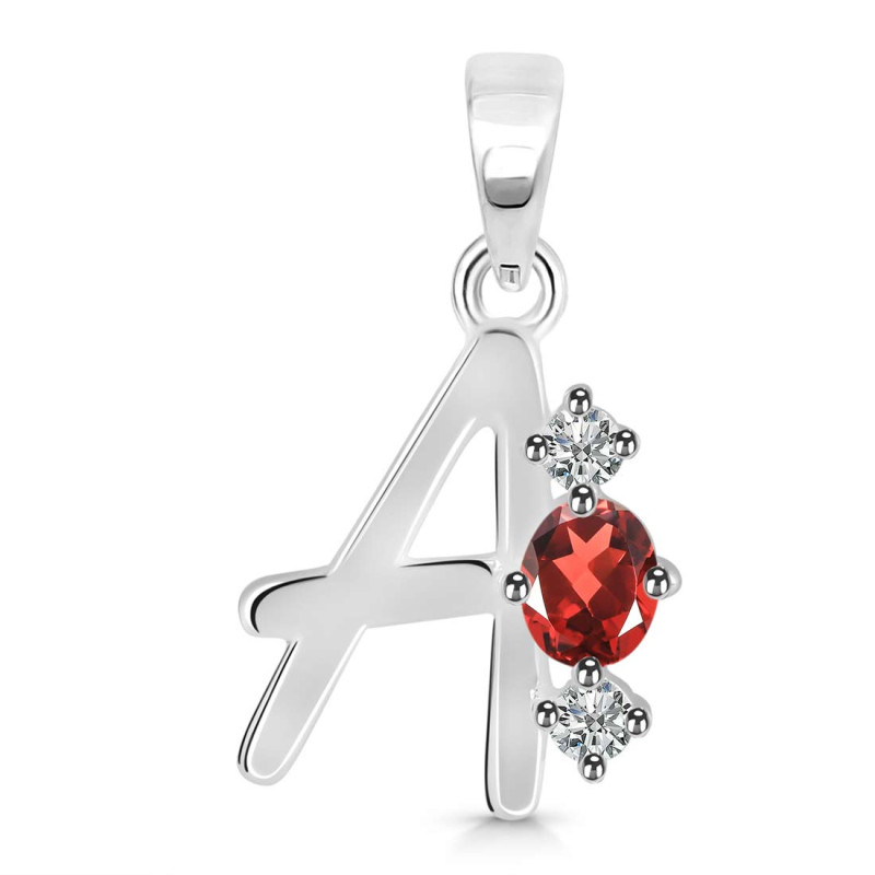 Garnet & White Topaz Alphabet A Pendant GAR-RDA-53.