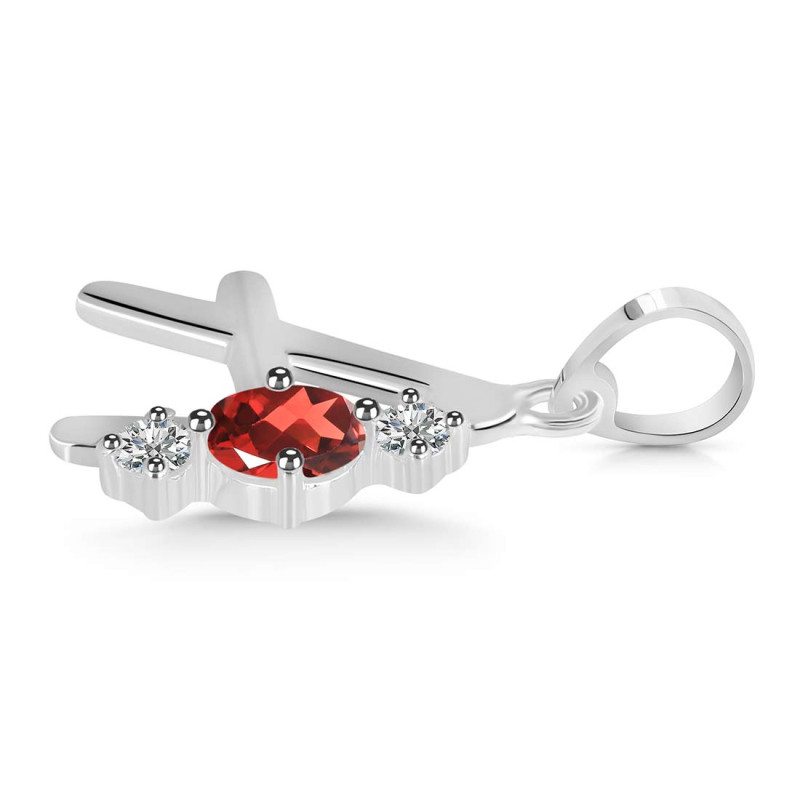Garnet & White Topaz Alphabet A Pendant