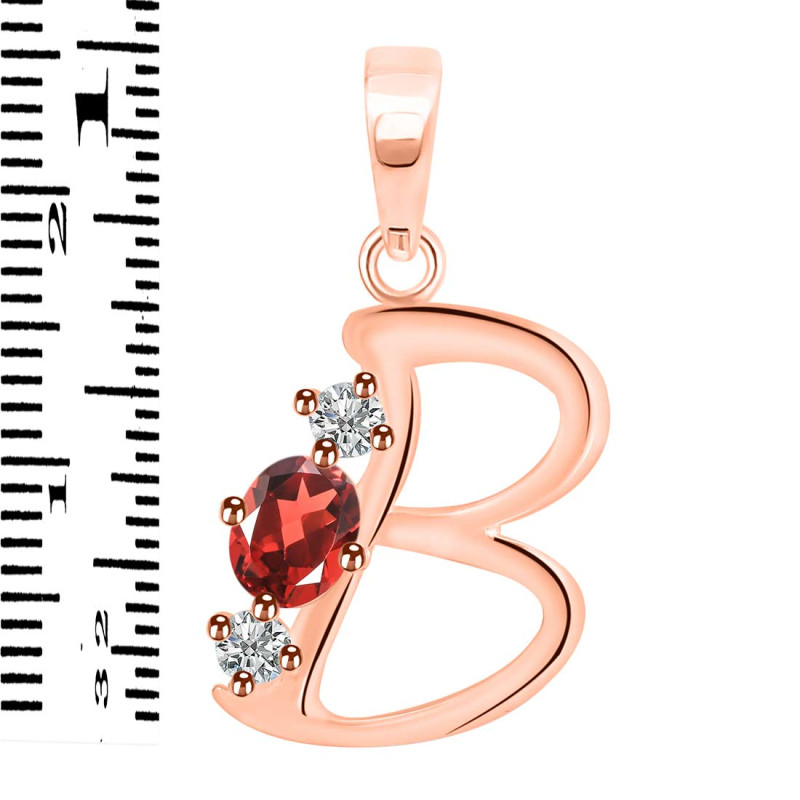 Garnet & White Topaz Alphabet B Pendant GAR-RDA-54.