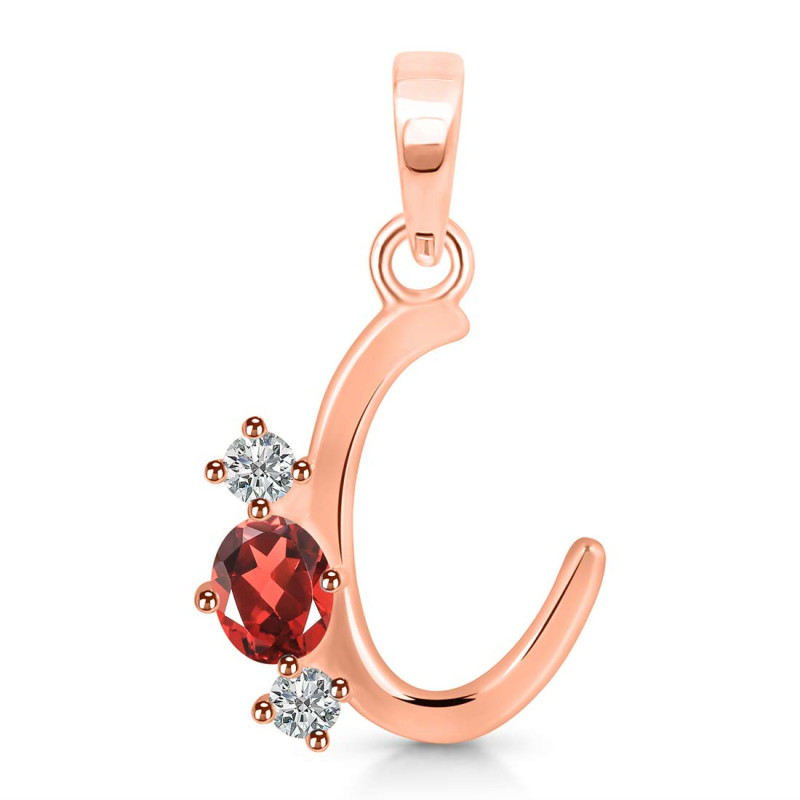 Garnet & White Topaz Alphabet C Pendant GAR-RDA-55.