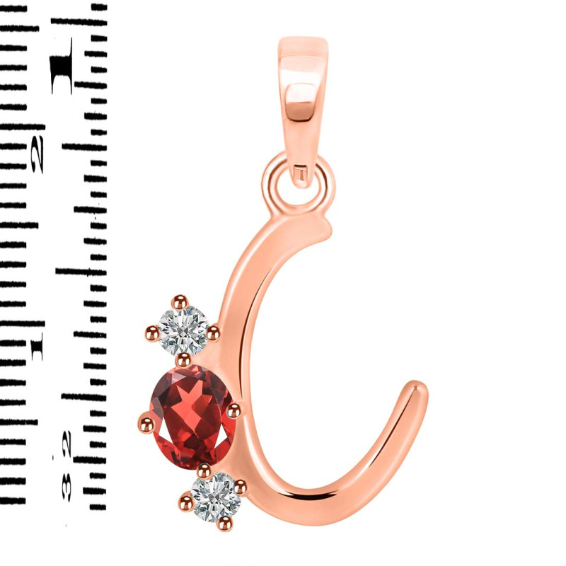 Garnet & White Topaz Alphabet C Pendant GAR-RDA-55.