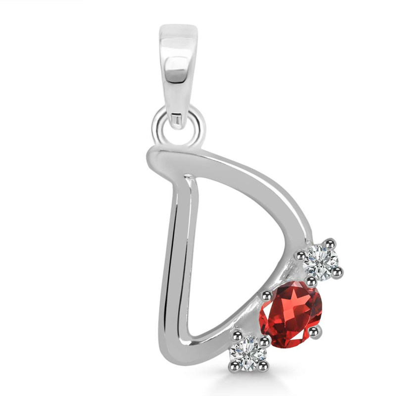 Garnet & White Topaz Alphabet D Pendant GAR-RDA-56.