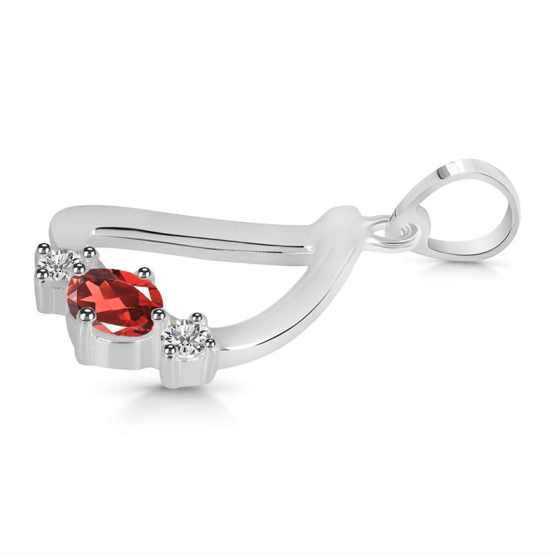 Garnet & White Topaz Alphabet D Pendant
