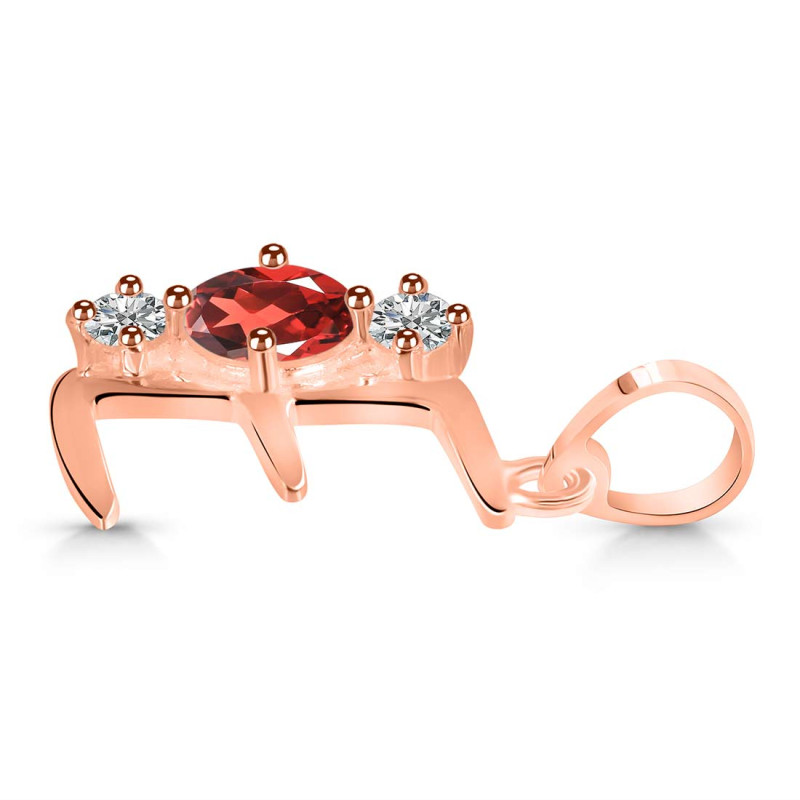 Garnet & White Topaz Alphabet E Pendant GAR-RDA-57.