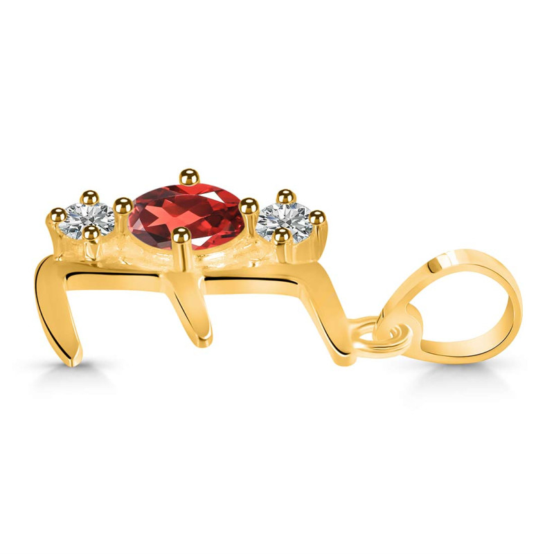 Garnet & White Topaz Alphabet E Pendant GAR-RDA-57.