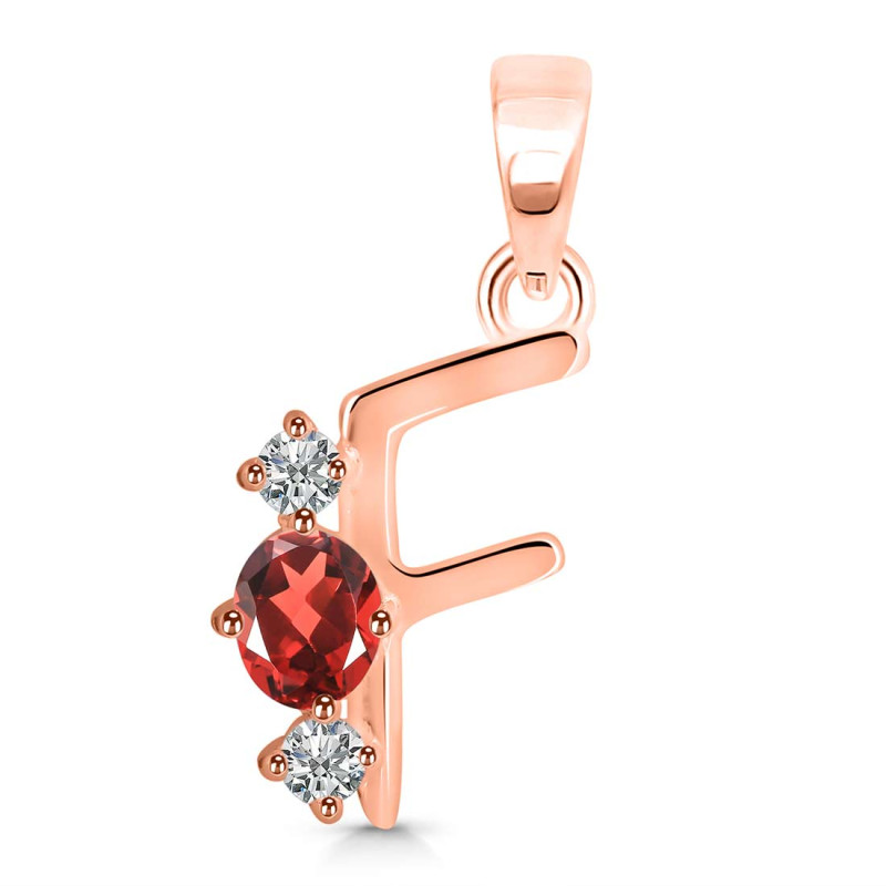 Garnet & White Topaz Alphabet F Pendant GAR-RDA-58.
