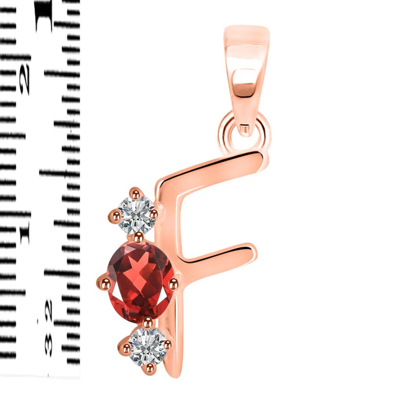 Garnet & White Topaz Alphabet F Pendant GAR-RDA-58.