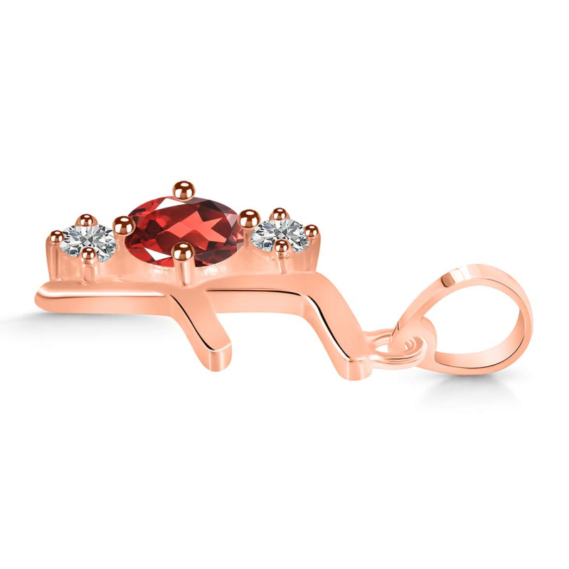 Garnet & White Topaz Alphabet F Pendant GAR-RDA-58.