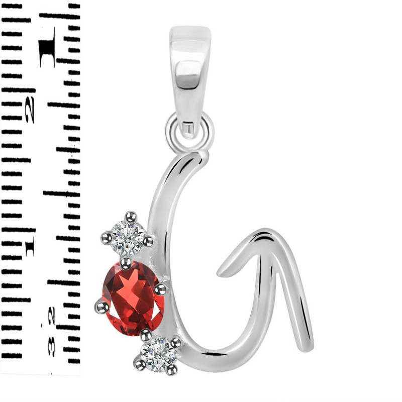 Garnet & White Topaz Alphabet G Pendant GAR-RDA-59.