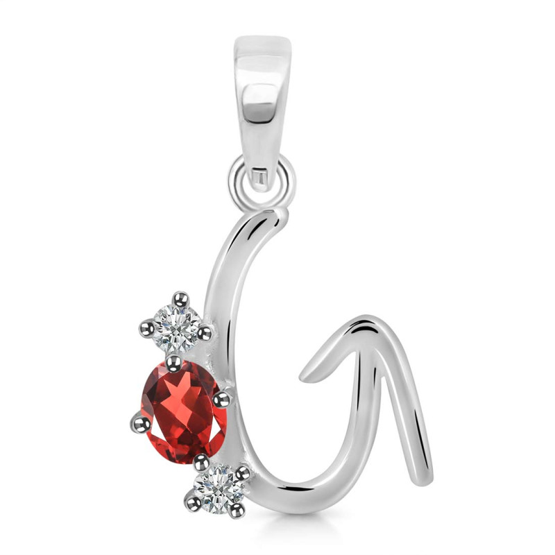 Garnet & White Topaz Alphabet G Pendant GAR-RDA-59.
