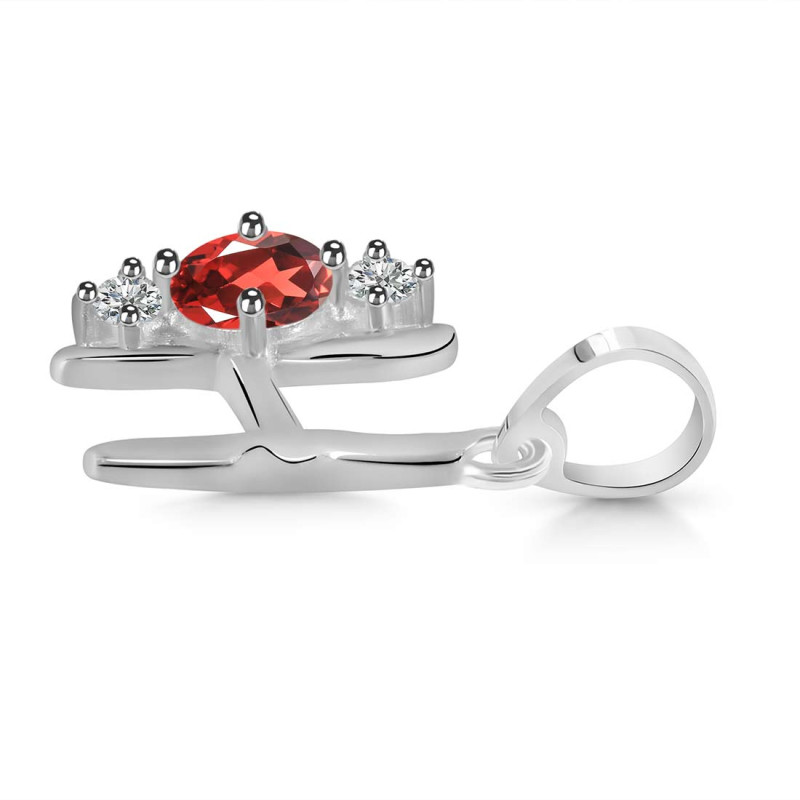 Garnet & White Topaz Alphabet H Pendant