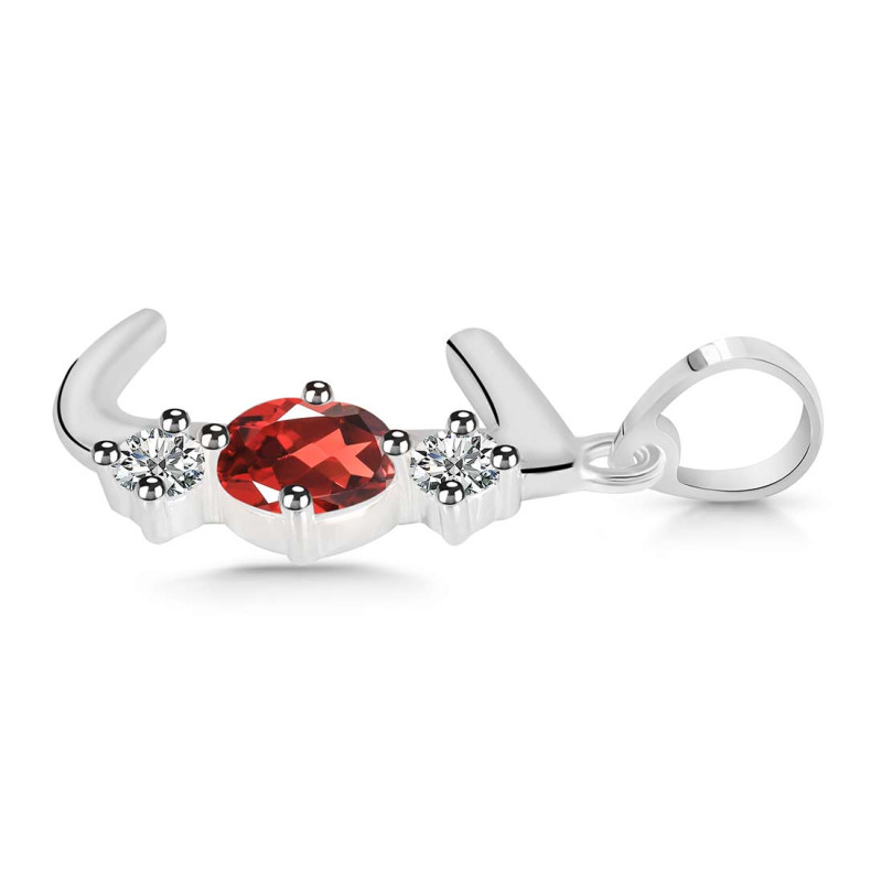 Garnet & White Topaz Alphabet J Pendant