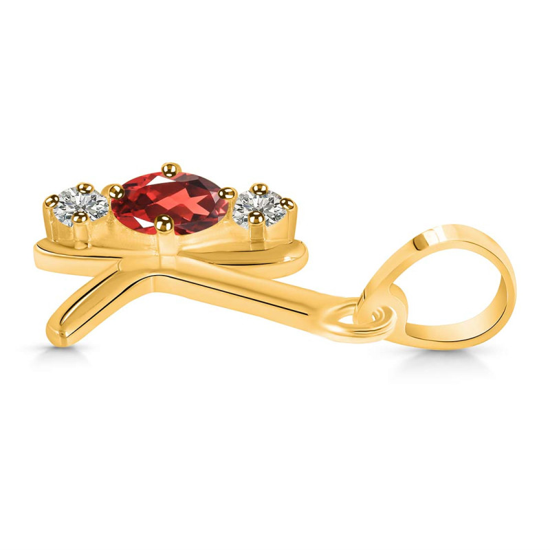 Garnet & White Topaz Alphabet K Pendant GAR-RDA-63.