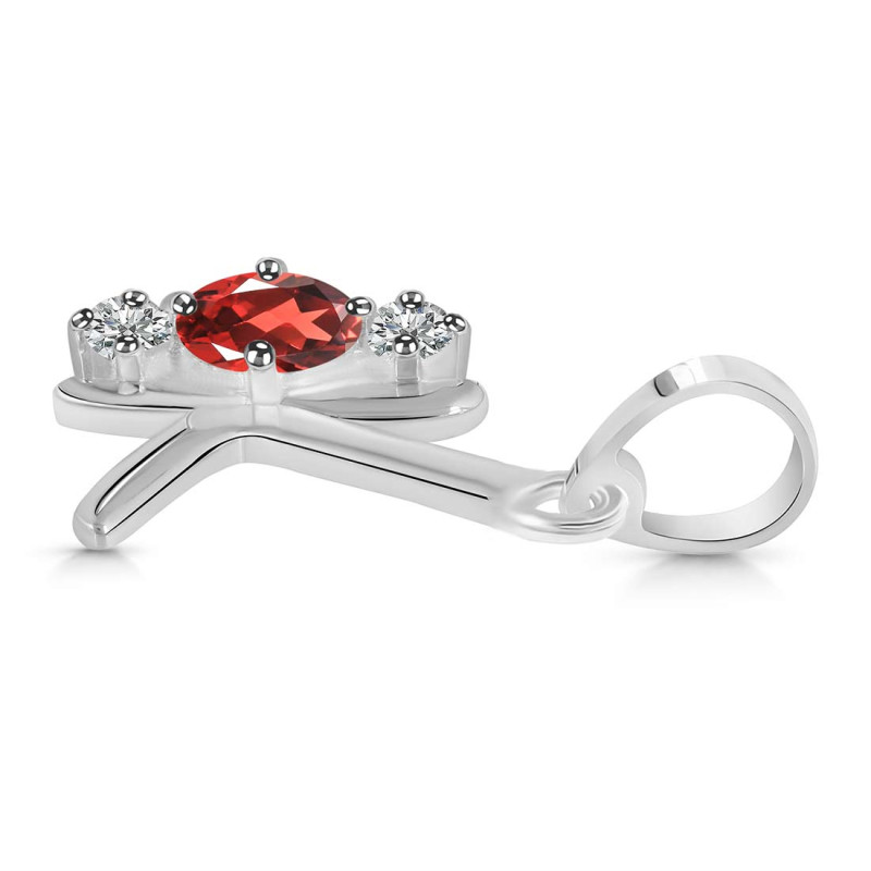 Garnet & White Topaz Alphabet K Pendant