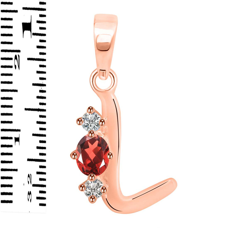 Garnet & White Topaz Alphabet L Pendant GAR-RDA-64.