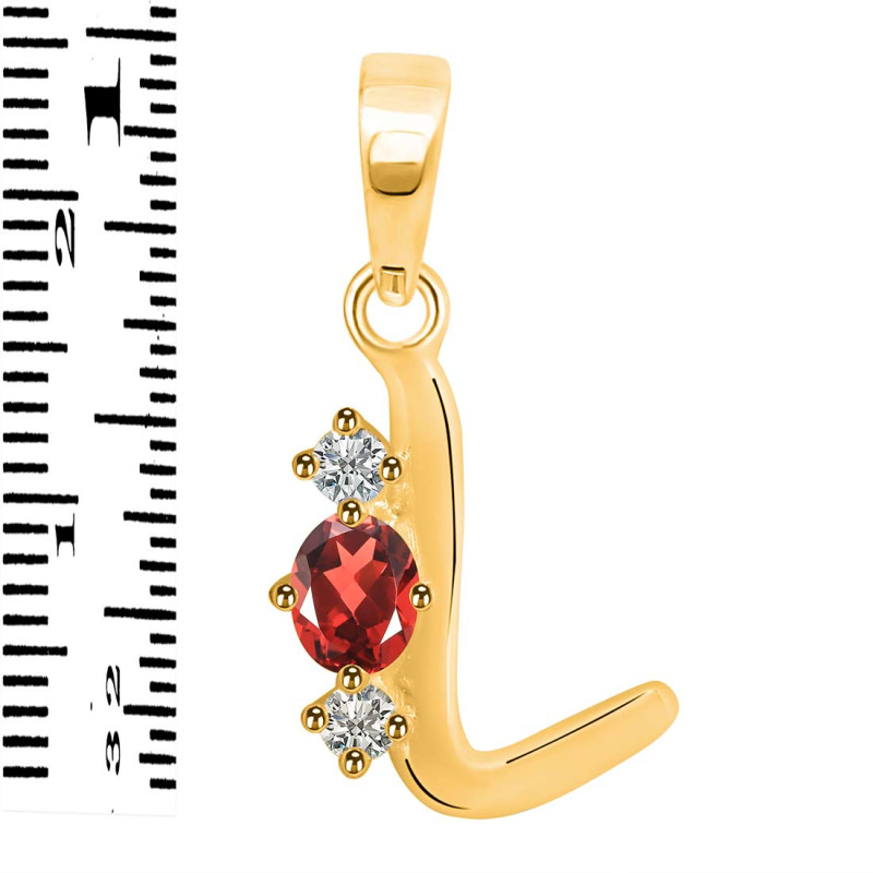 Garnet & White Topaz Alphabet L Pendant GAR-RDA-64.