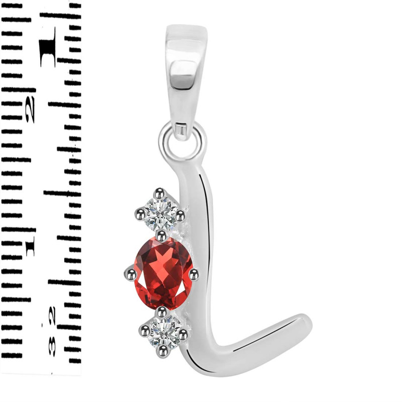 Garnet & White Topaz Alphabet L Pendant GAR-RDA-64.
