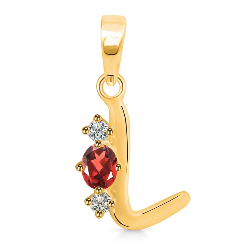 Garnet & White Topaz Alphabet L Pendant GAR-RDA-64.