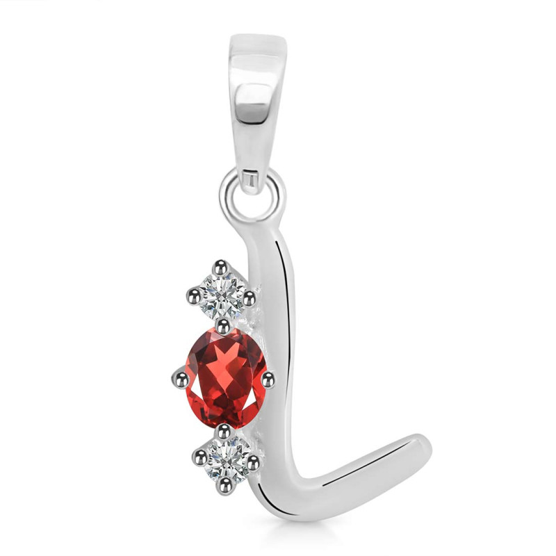 Garnet & White Topaz Alphabet L Pendant GAR-RDA-64.