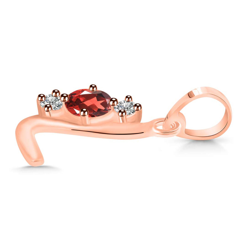 Garnet & White Topaz Alphabet L Pendant GAR-RDA-64.