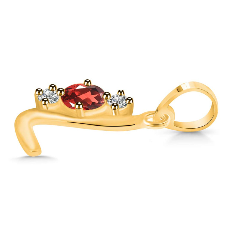 Garnet & White Topaz Alphabet L Pendant GAR-RDA-64.