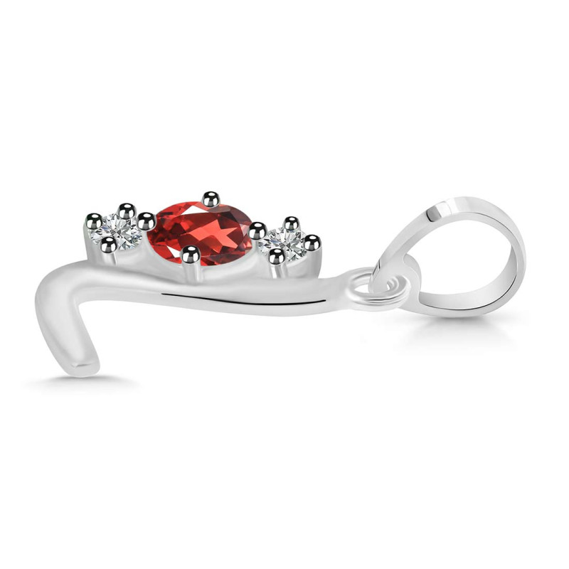Garnet & White Topaz Alphabet L Pendant