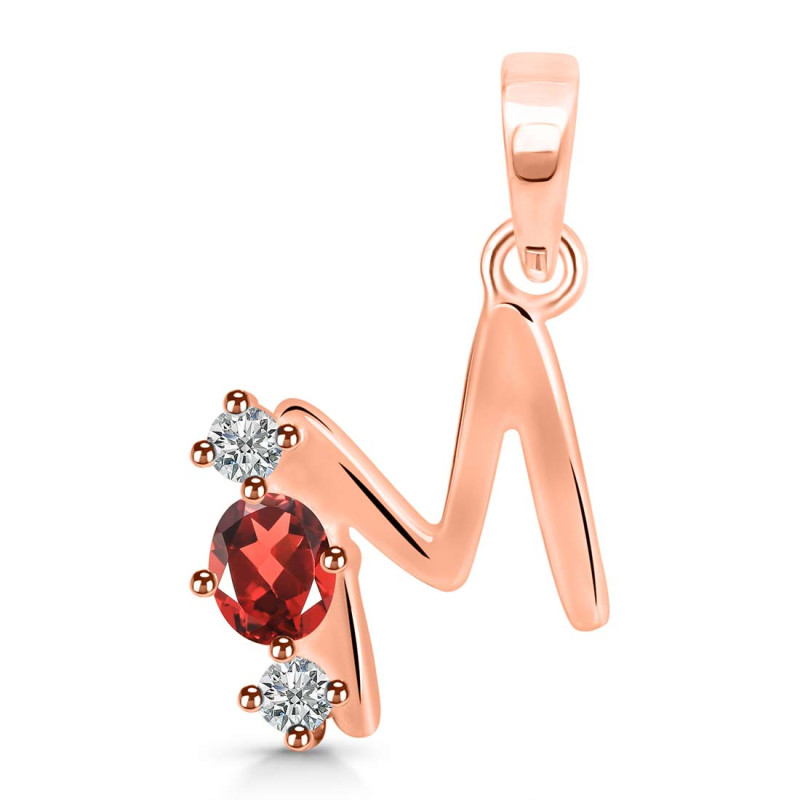 Garnet & White Topaz Alphabet M Pendant GAR-RDA-65.