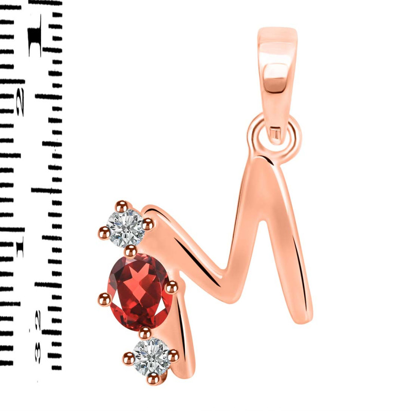Garnet & White Topaz Alphabet M Pendant GAR-RDA-65.