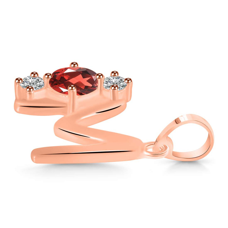 Garnet & White Topaz Alphabet M Pendant GAR-RDA-65.