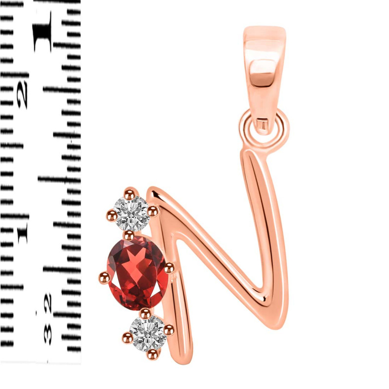 Garnet & White Topaz Alphabet N Pendant GAR-RDA-66.