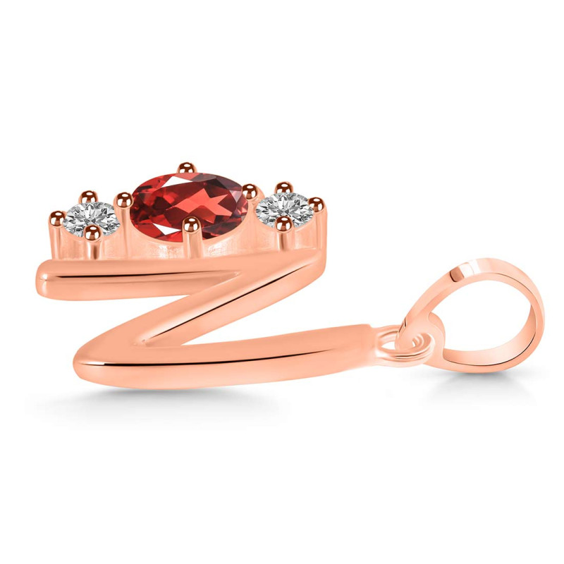 Garnet & White Topaz Alphabet N Pendant GAR-RDA-66.