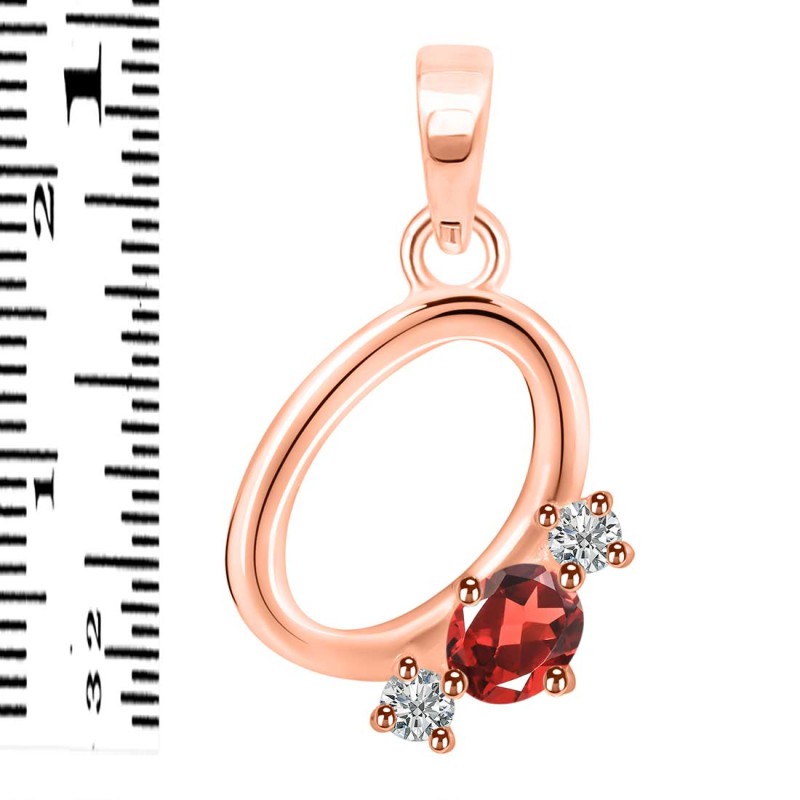 Garnet & White Topaz Alphabet O Pendant GAR-RDA-67.