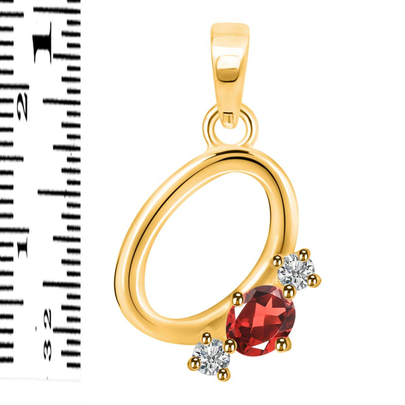 Garnet & White Topaz Alphabet O Pendant GAR-RDA-67.