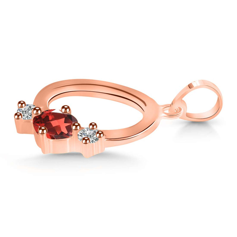 Garnet & White Topaz Alphabet O Pendant GAR-RDA-67.