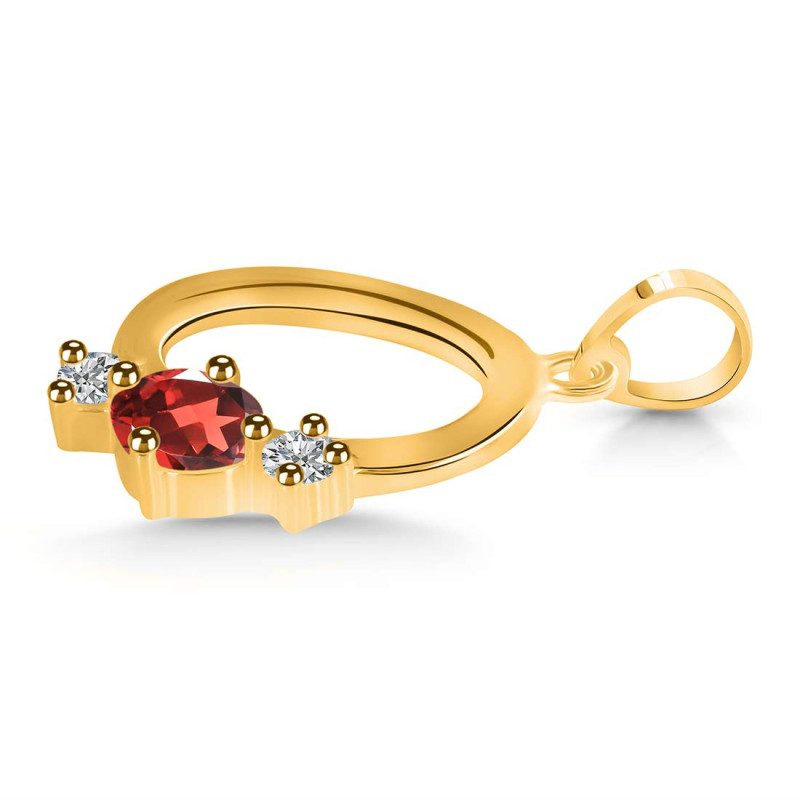 Garnet & White Topaz Alphabet O Pendant GAR-RDA-67.
