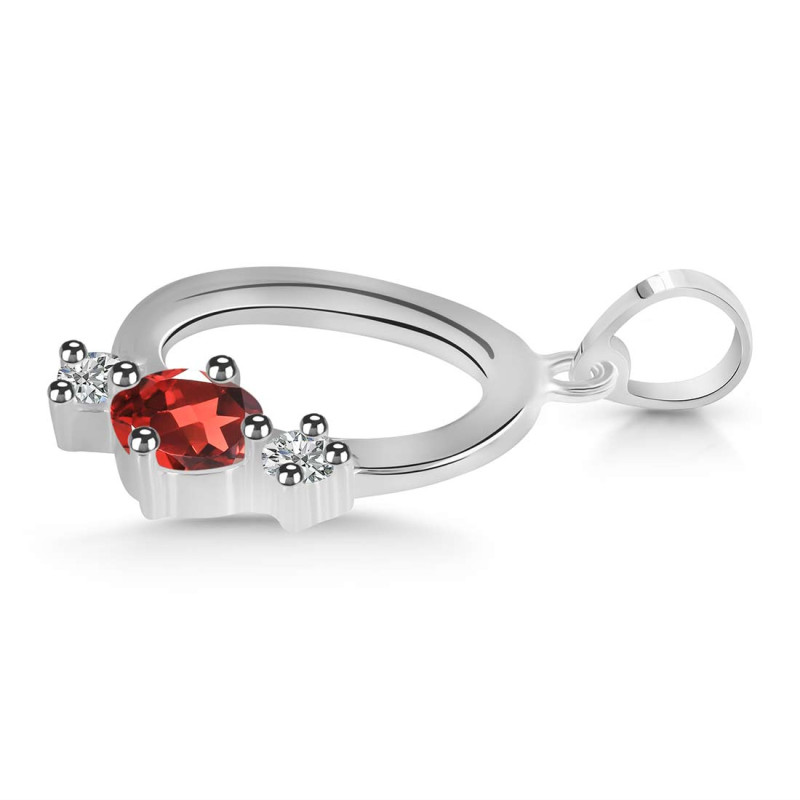 Garnet & White Topaz Alphabet O Pendant