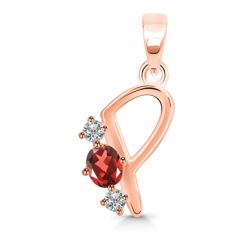 Garnet & White Topaz Alphabet P Pendant GAR-RDA-68.