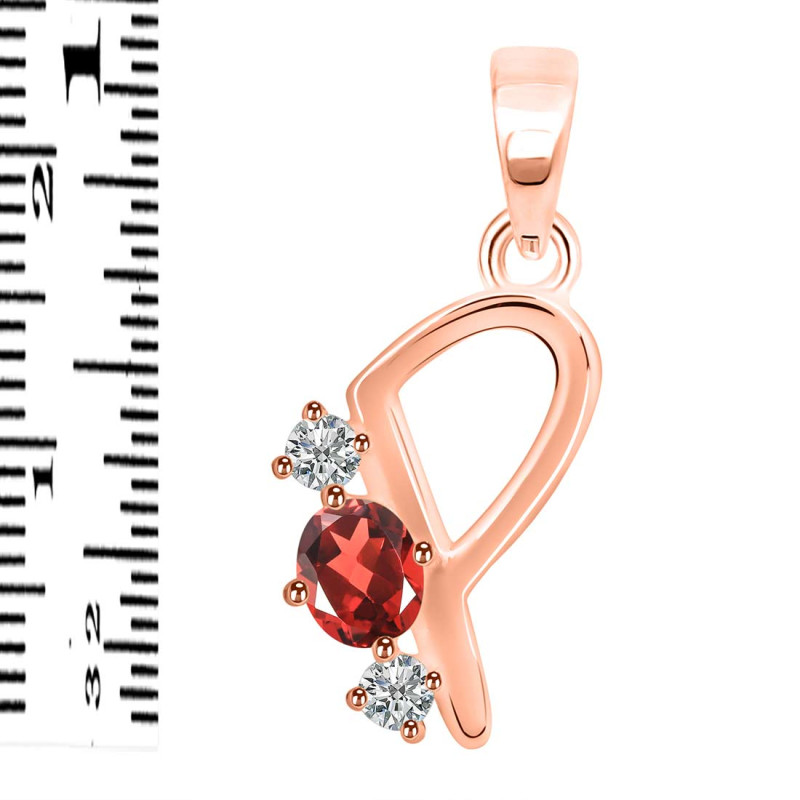 Garnet & White Topaz Alphabet P Pendant GAR-RDA-68.