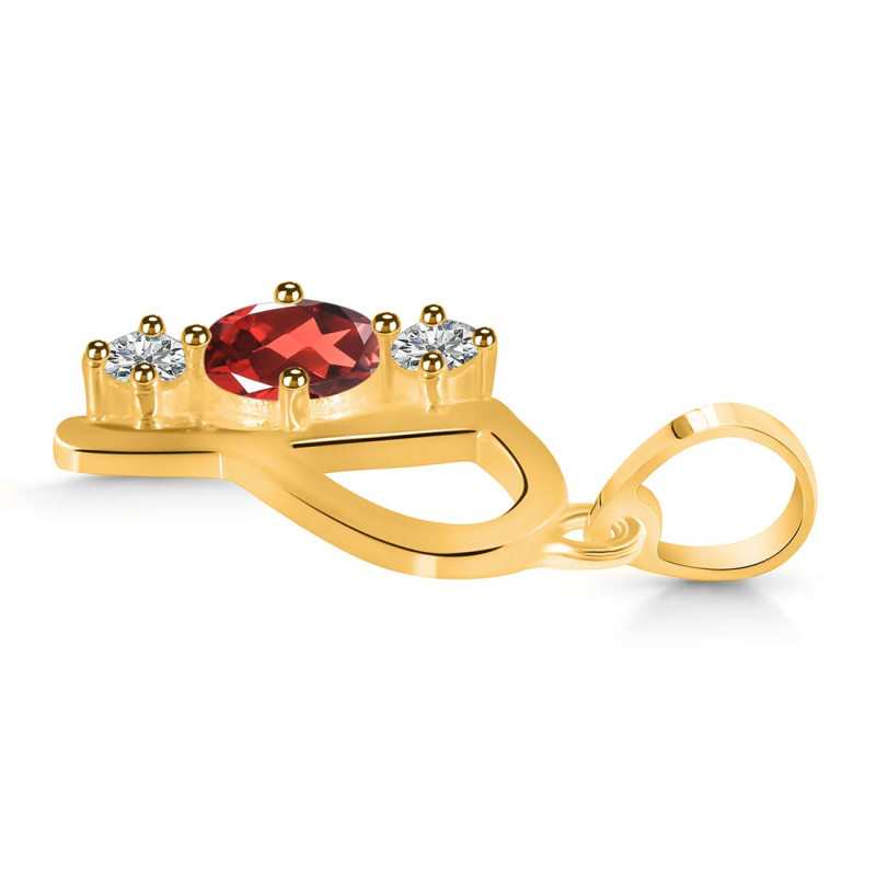 Garnet & White Topaz Alphabet P Pendant GAR-RDA-68.