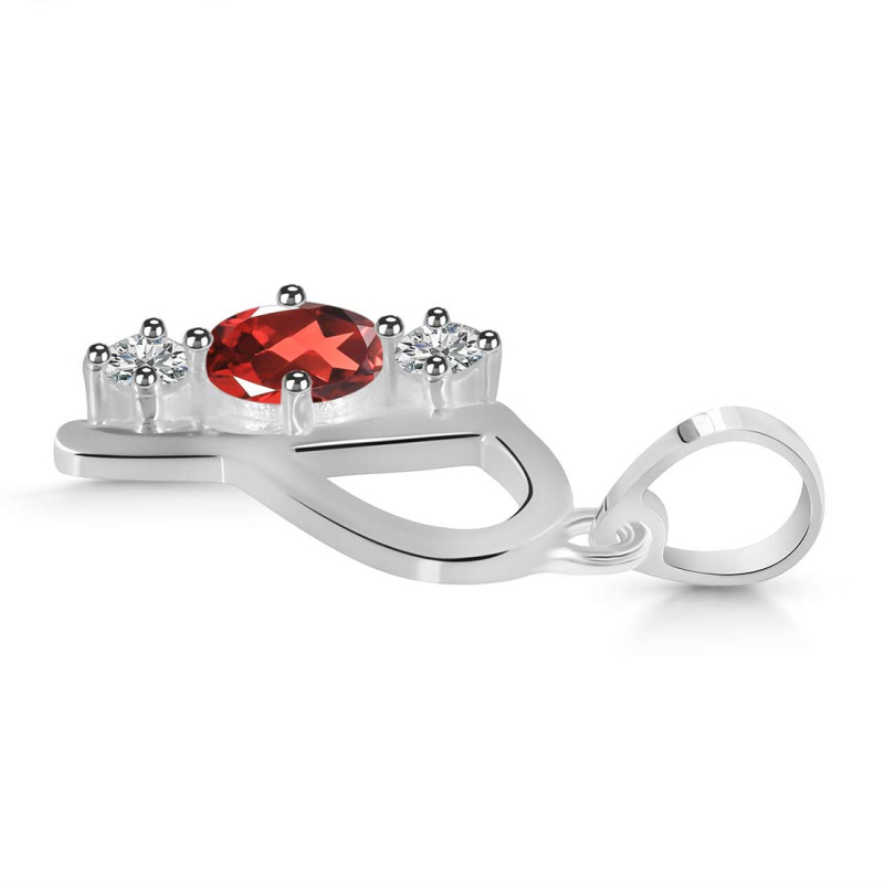 Garnet & White Topaz Alphabet P Pendant