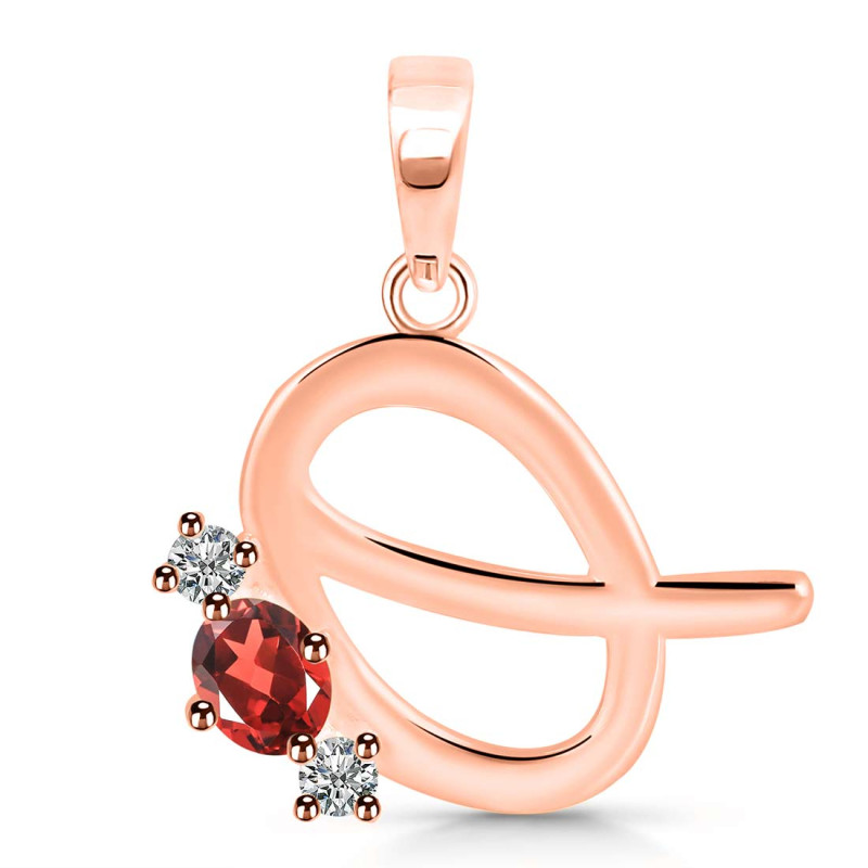 Garnet & White Topaz Alphabet Q Pendant GAR-RDA-69.